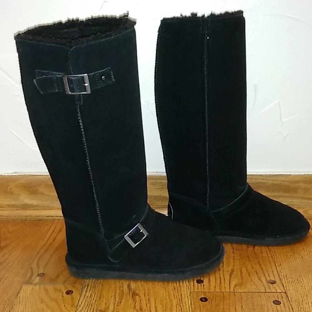 Bearpaw EUC Johanna Black Suede Boots Bear Paw